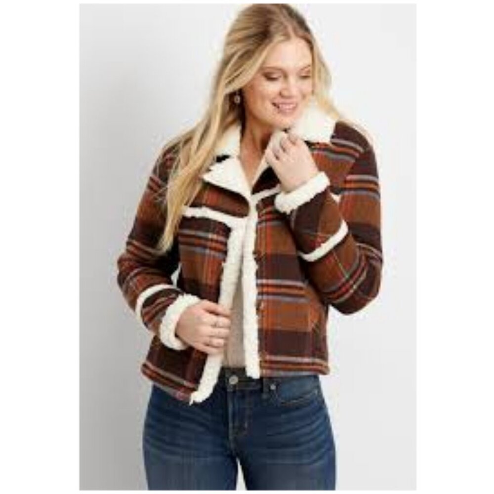 Plaid Sherpa Lined Jacket